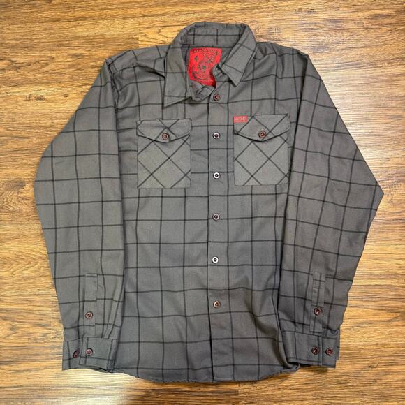 Dixxon Men’s Large The Lafayette Flannel Shirt Gray Checked Pattern - Picture 1 of 6